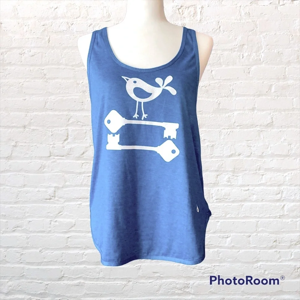 SOLD!❌ White Birdie Tank Graphic Sparkle Glitter Top Exercise Workout Activewear